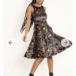 Golden Gardens Velvet Princess Midi Dress